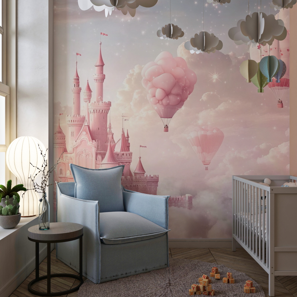 Princess Castle Pink Wallpaper in the Sky | Murals Wallpaper