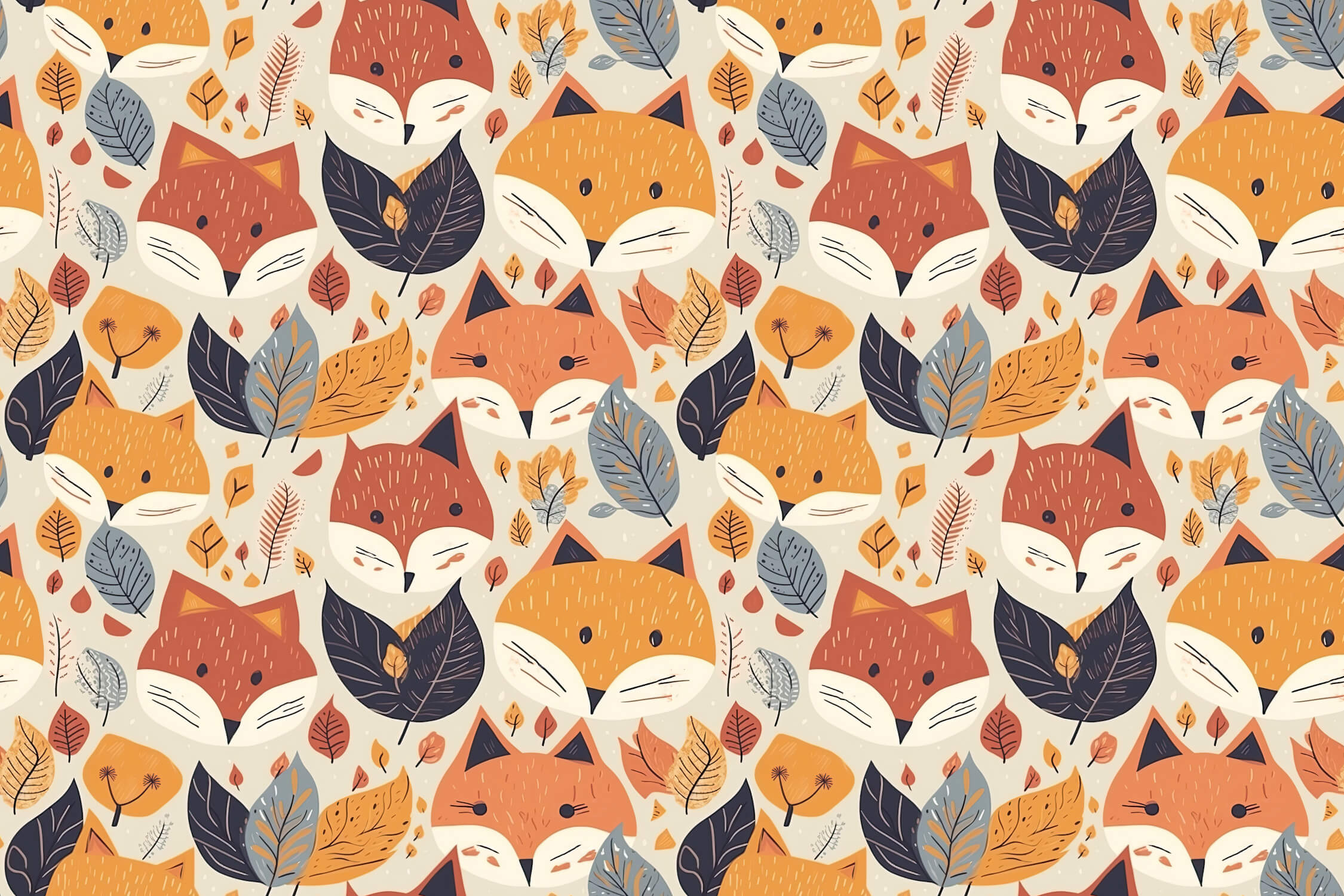 Fox and Colorful Patterns Wallpaper | Murals Wallpaper
