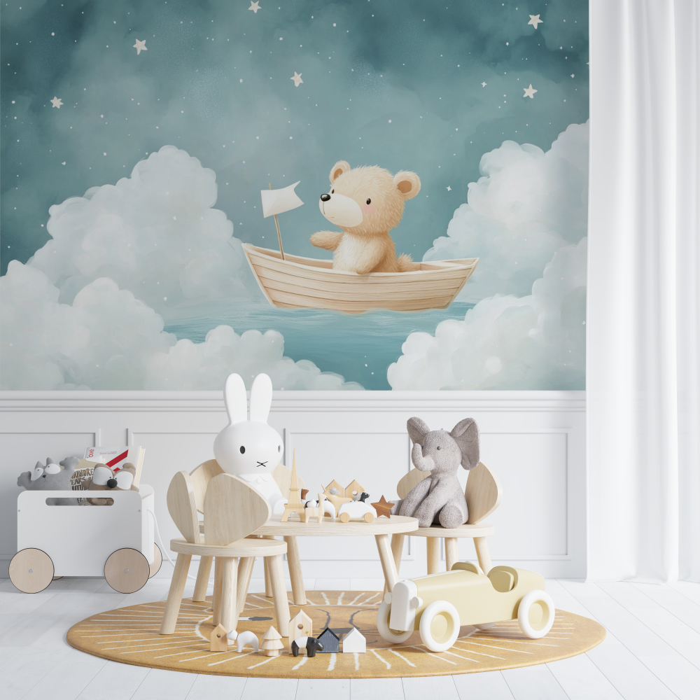 Nautical Bear and Boat Wallpaper | Murals Wallpaper