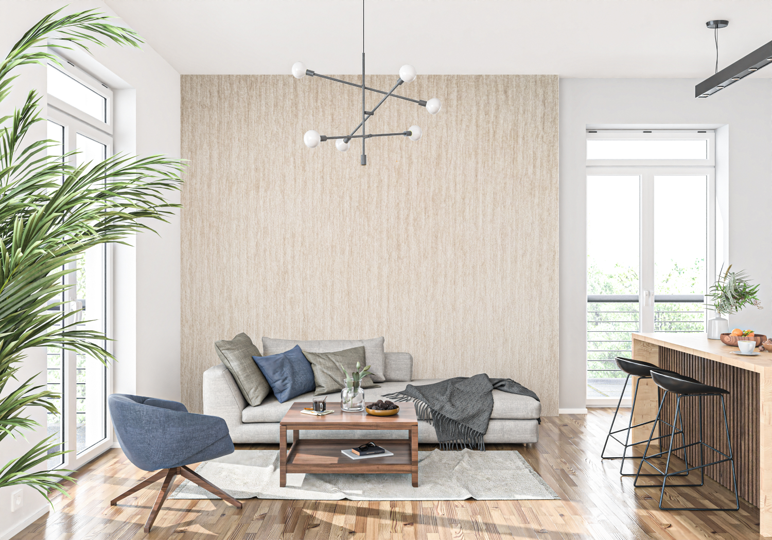 Beige Bamboo Wallpaper | Murals Wallpaper