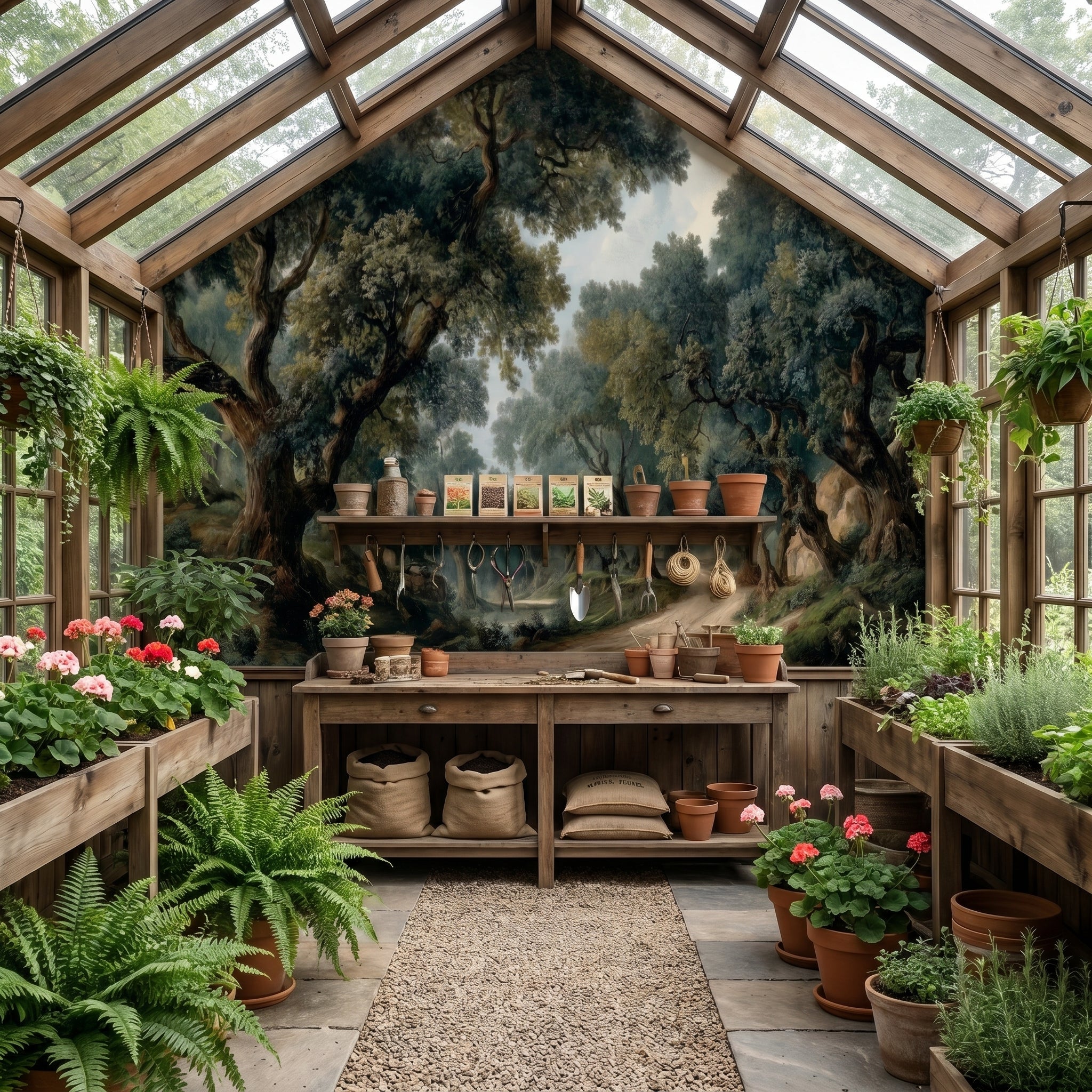 Panoramic Blush Enchanted Forest Wall Mural