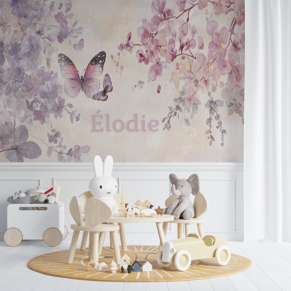 Name Wallpaper Pink Butterflies | Murals Wallpaper