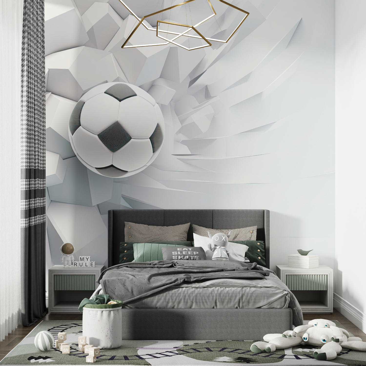 3D White Soccer Wallpaper | Murals Wallpaper