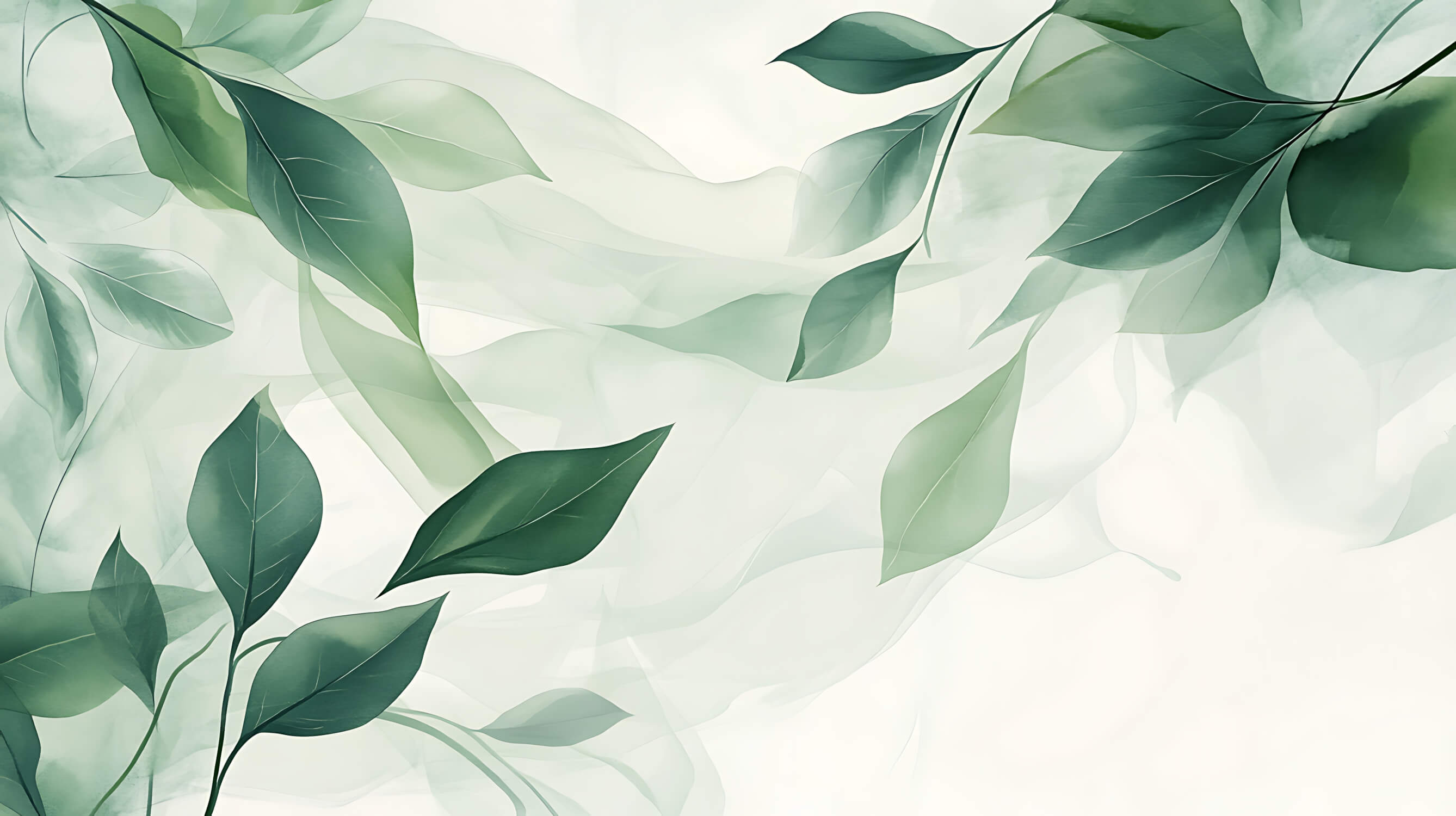 Watercolor Green Leaves Wallpaper | Murals Wallpaper
