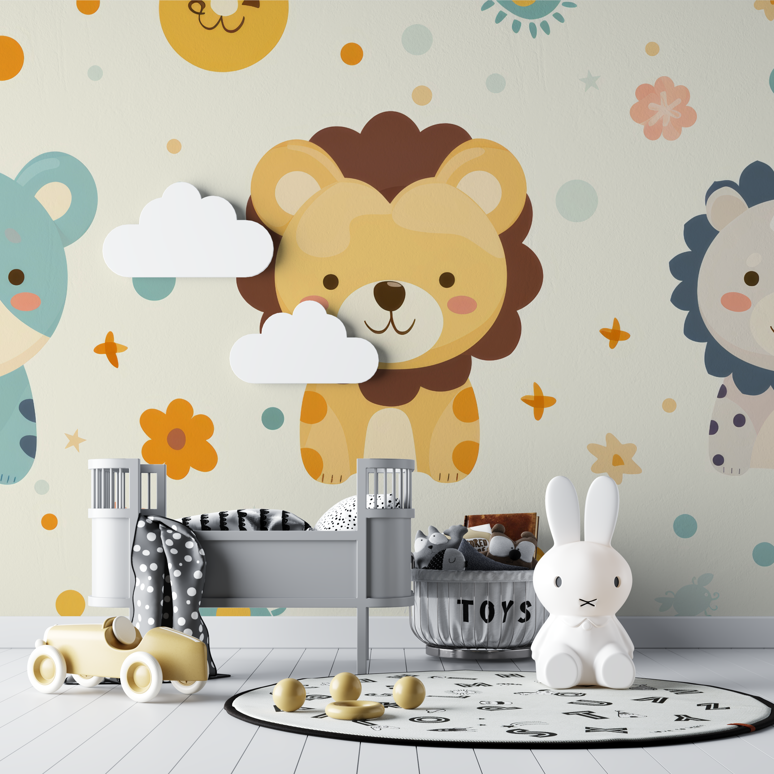 Lion and Abstract Patterns Wallpaper | Murals Wallpaper