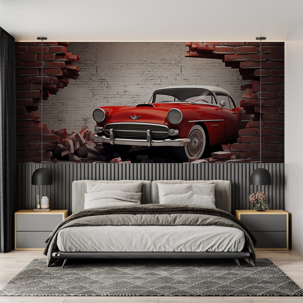 Vintage Car 3D Wallpaper | Murals Wallpaper