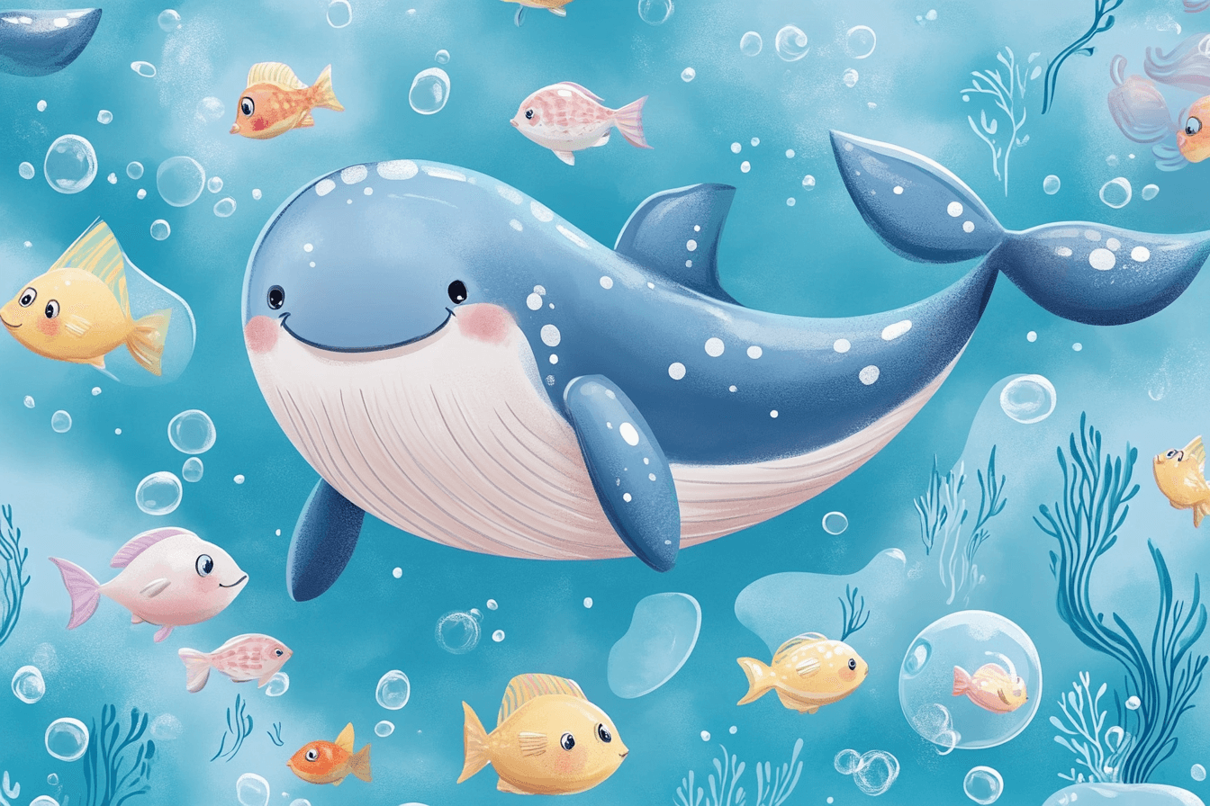 Happy Whale Marine Wallpaper | Murals Wallpaper