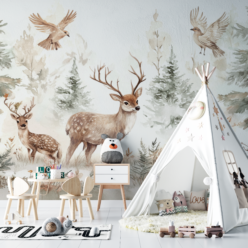 Enchanted Baby Forest Animal Wallpaper | Murals Wallpaper