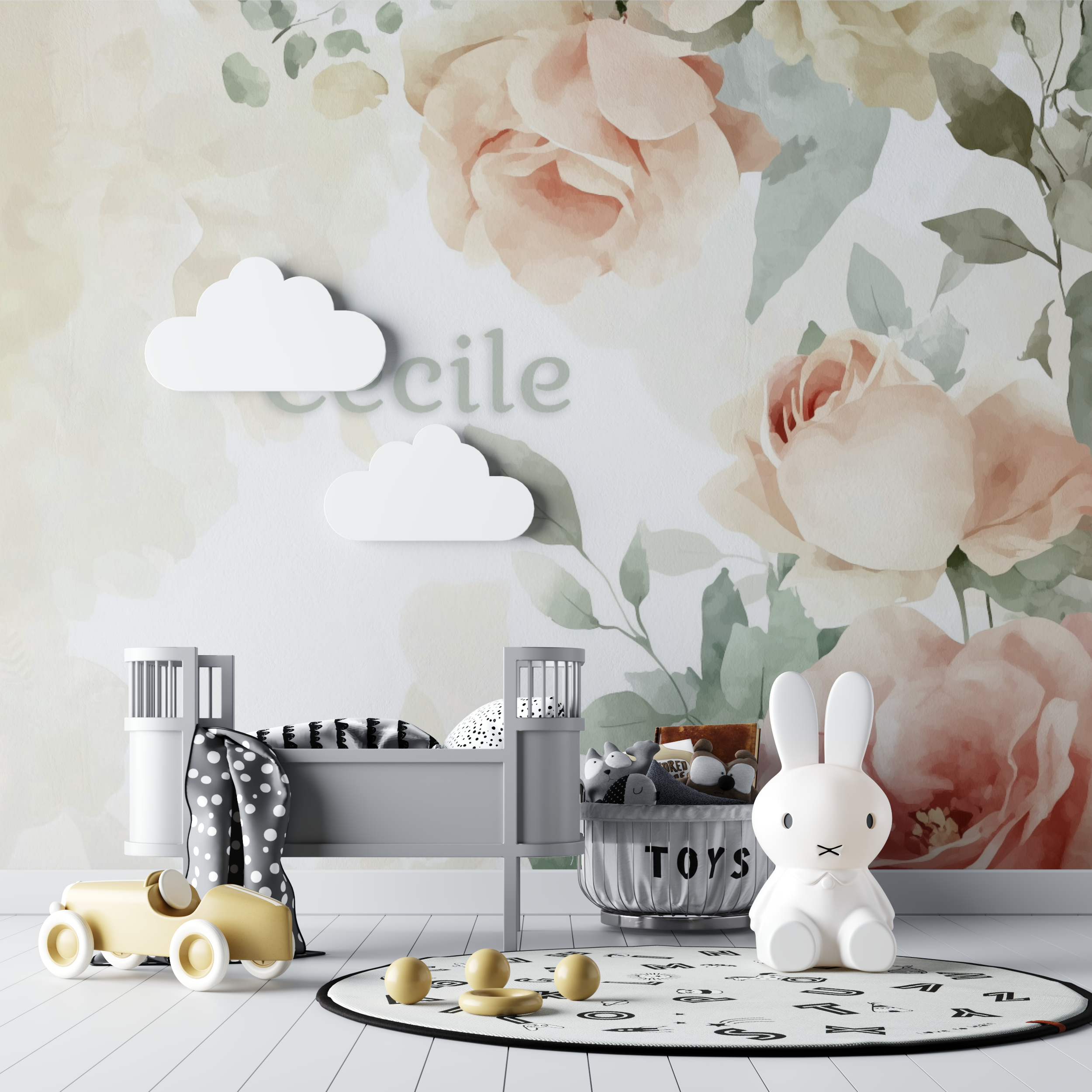 Watercolor Flowers Name Wallpaper | Murals Wallpaper
