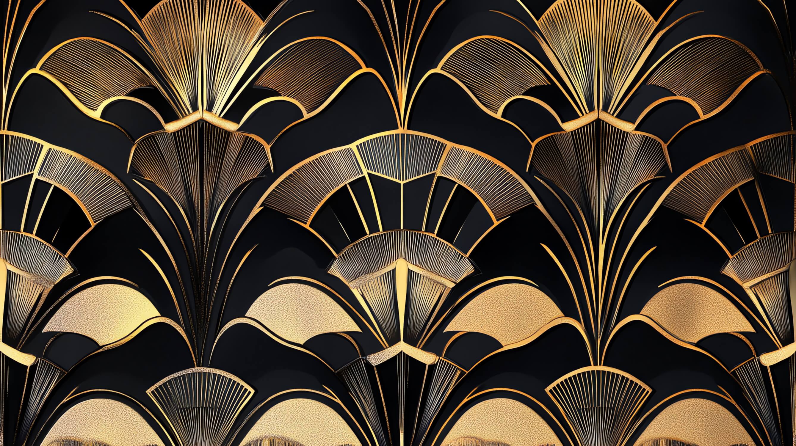 Art Deco Black Gold Petal Wallpaper | Murals Wallpaper