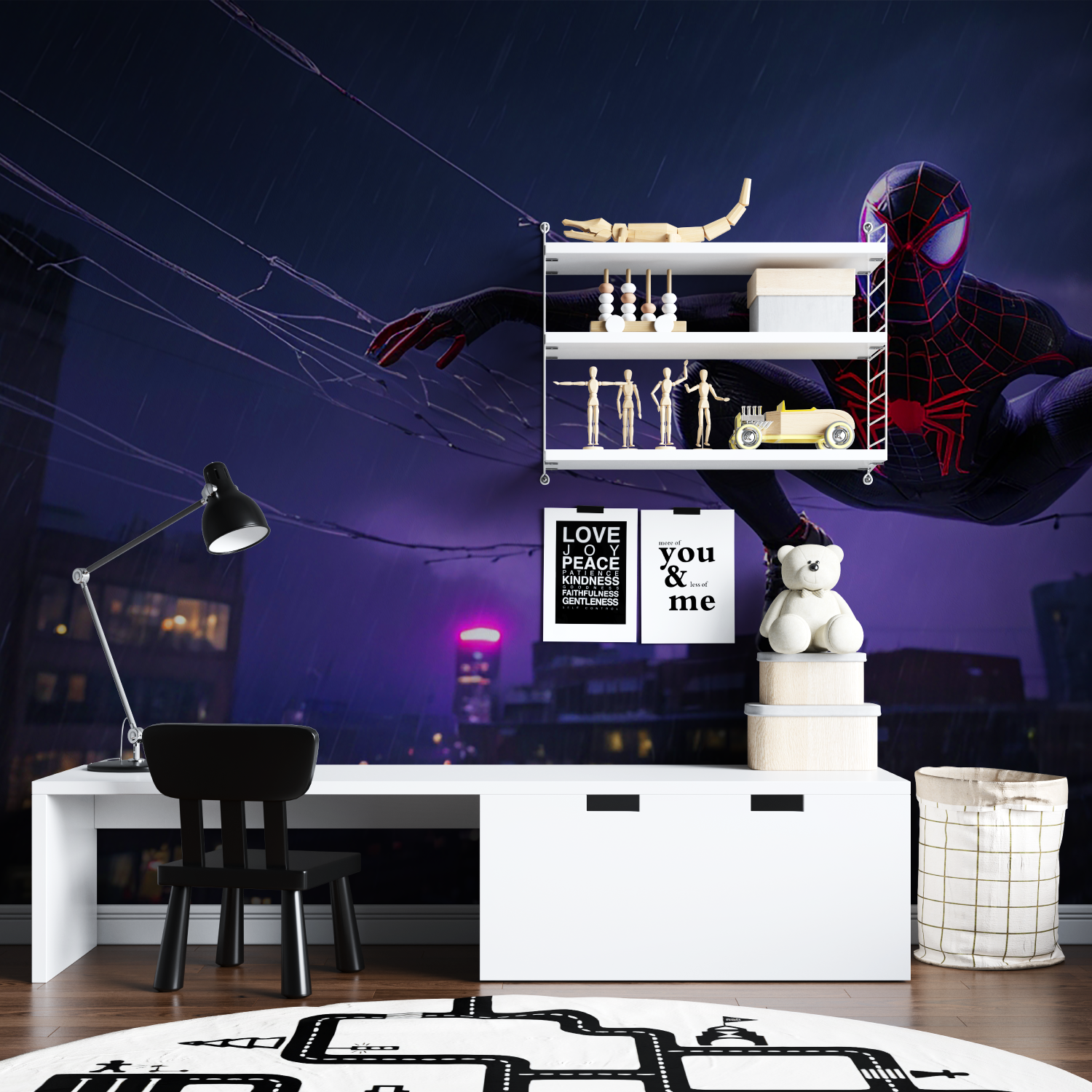 Spider-Man Night Rain Wallpaper | Murals Wallpaper