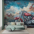Graffiti Motorcycle Brick Wallpaper | Murals Wallpaper