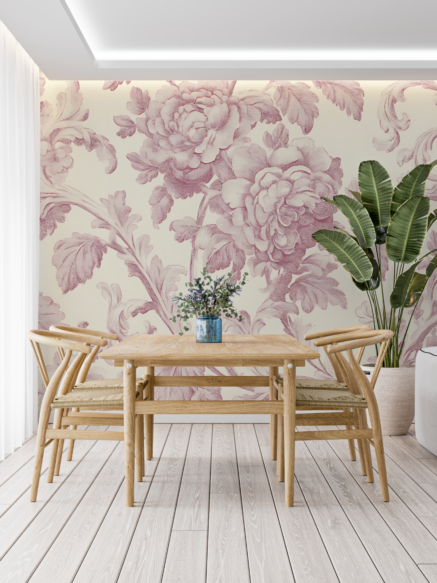 Pale Pink Toile Wallpaper | Murals Wallpaper