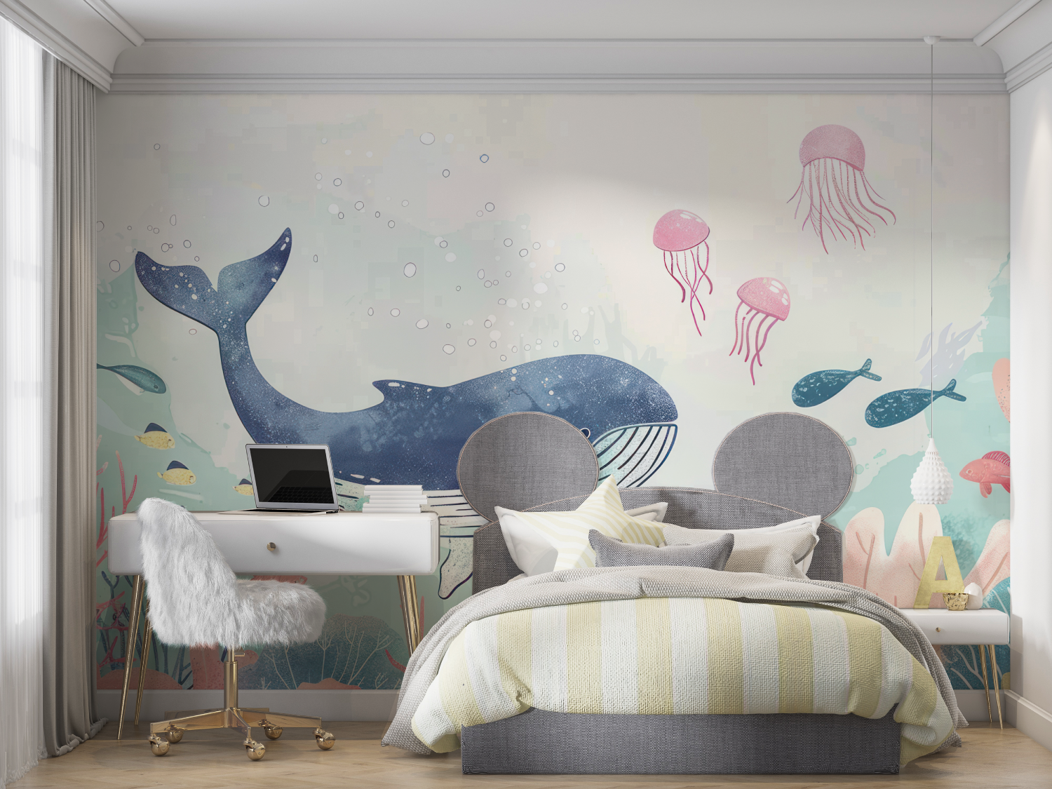 Papier Peint Enfant Theme Mer – Zimmer mit Panoramablick