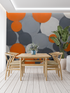 Gray and Orange Circular Wallpaper | Murals Wallpaper