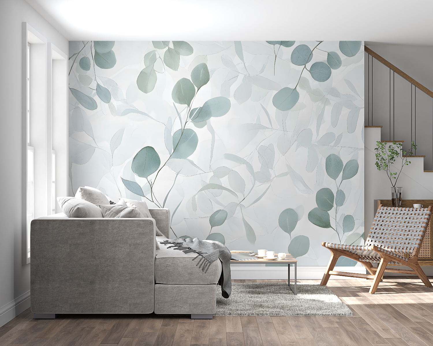 Aqua Green and Gray Wallpaper | Murals Wallpaper