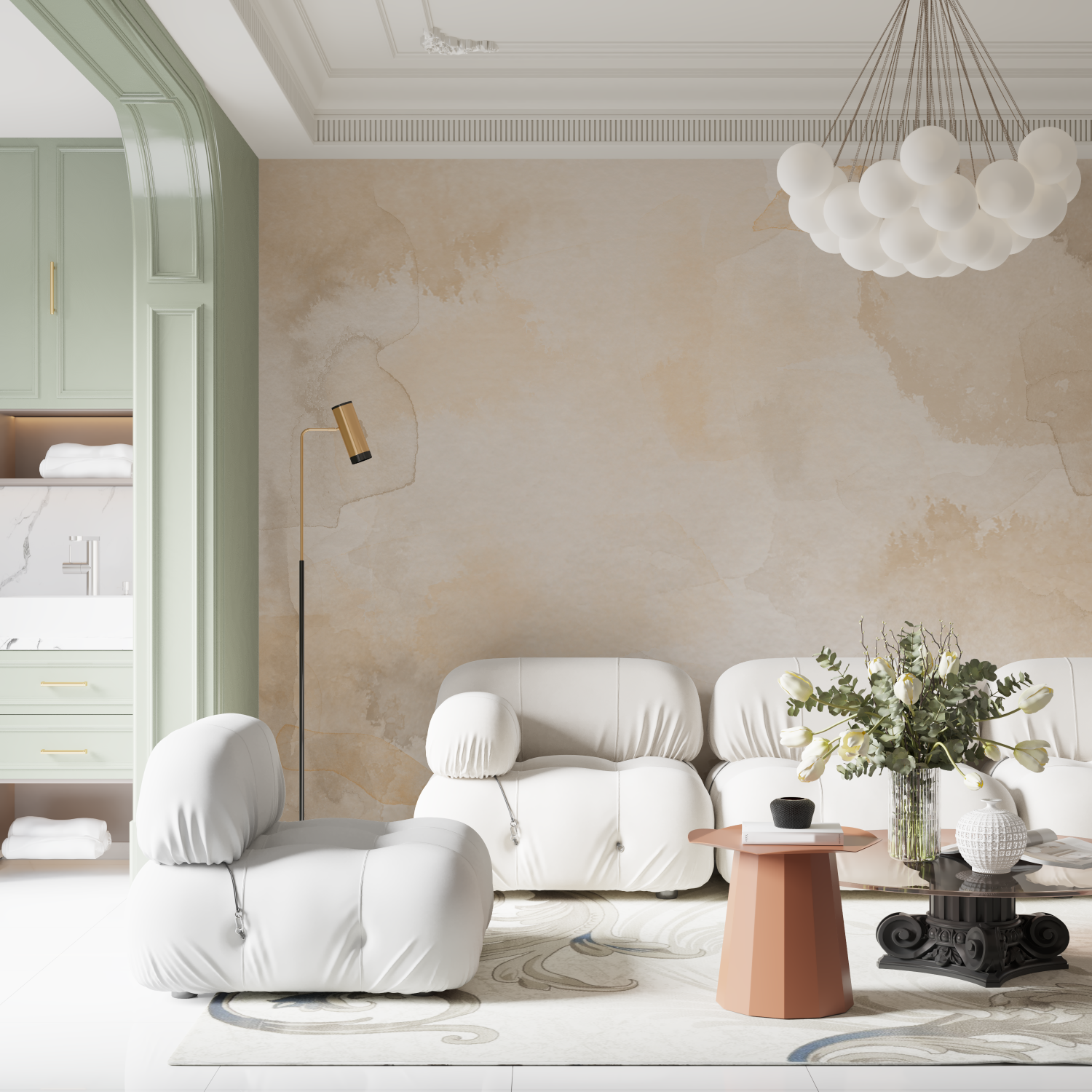 Delicate Beige Watercolor Wallpaper | Murals Wallpaper