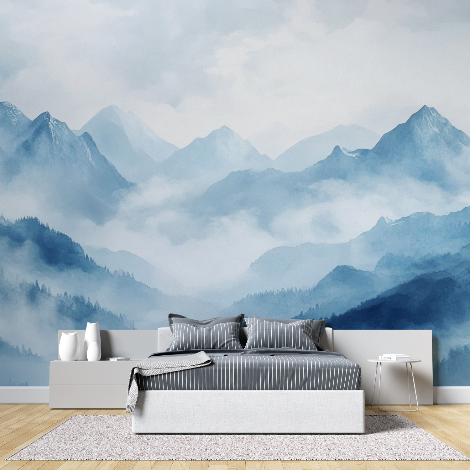 Papier-Aquarell-Painting ...gnes brumeuses tete de lit