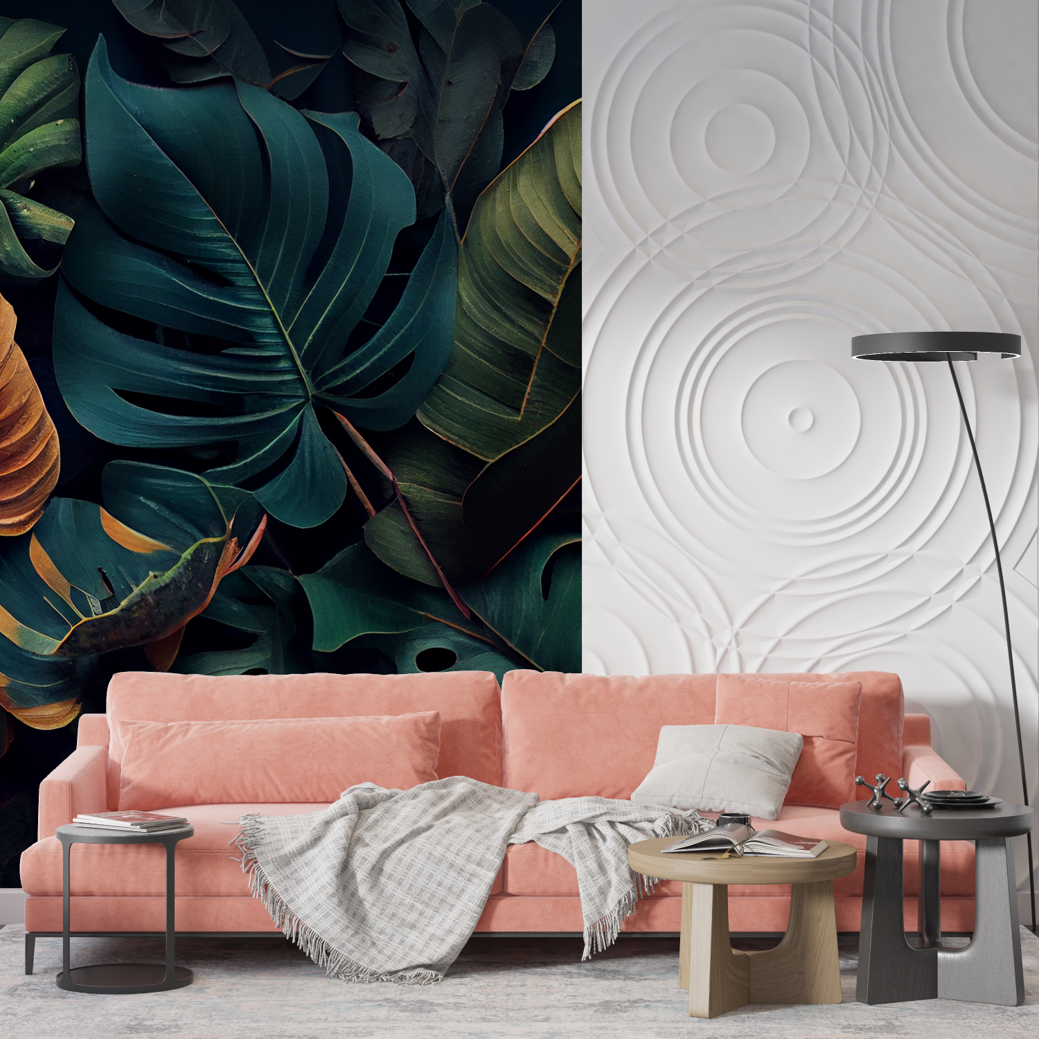 Papier Peint Panoramique Tropical Sombre - Design