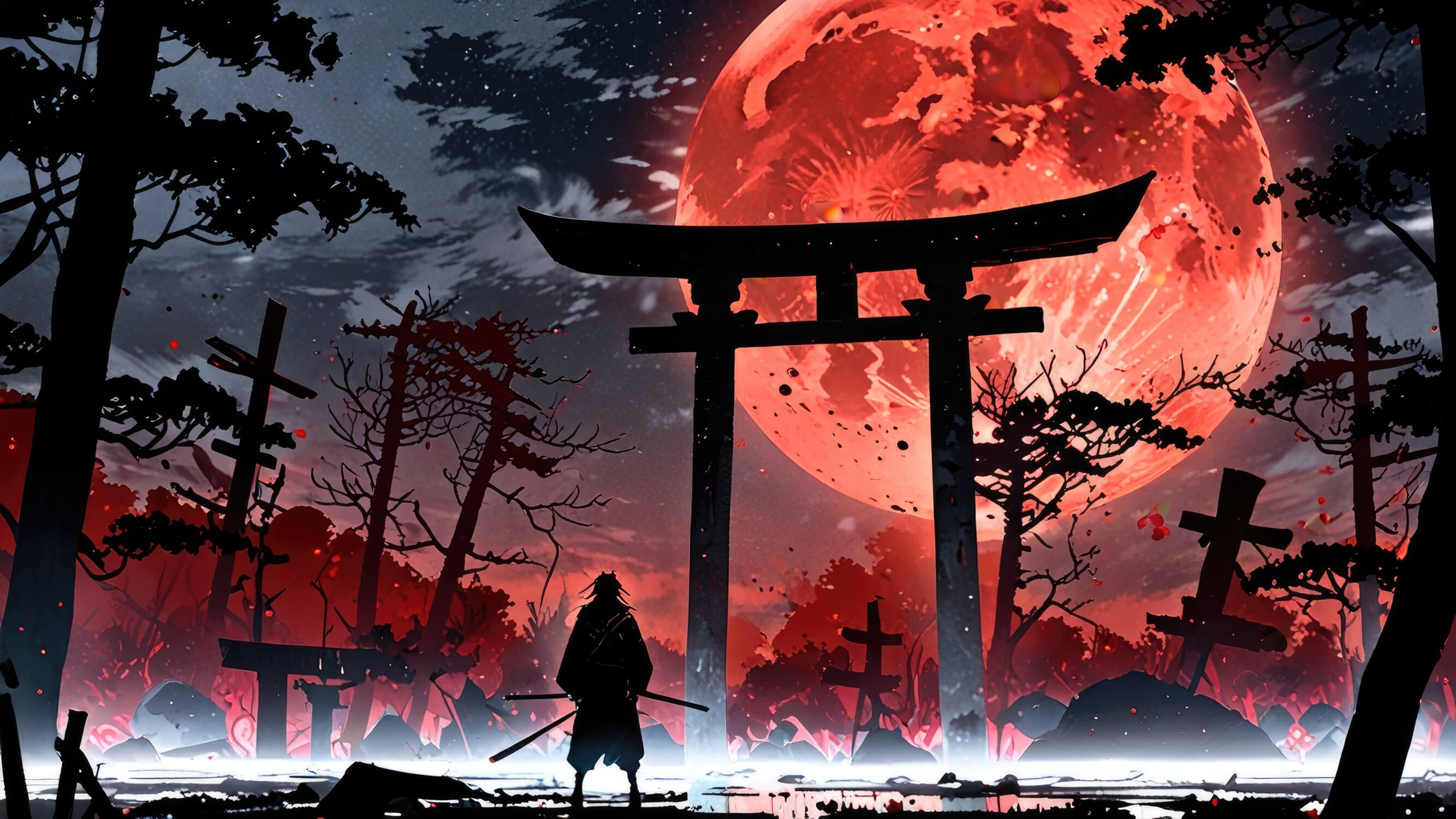 Red Moon Anime Wallpaper | Murals Wallpaper