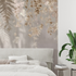 Beige gold leaf mural wallpaper tapisserie tendance