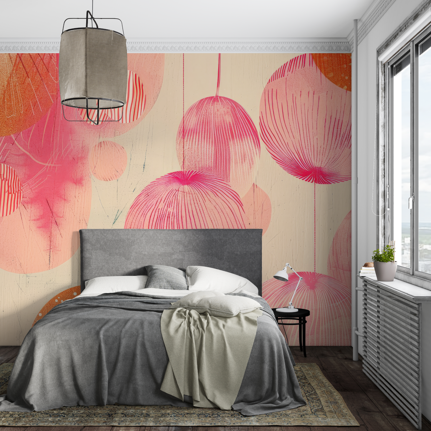 Vintage Orange Pink Wallpaper | Murals Wallpaper
