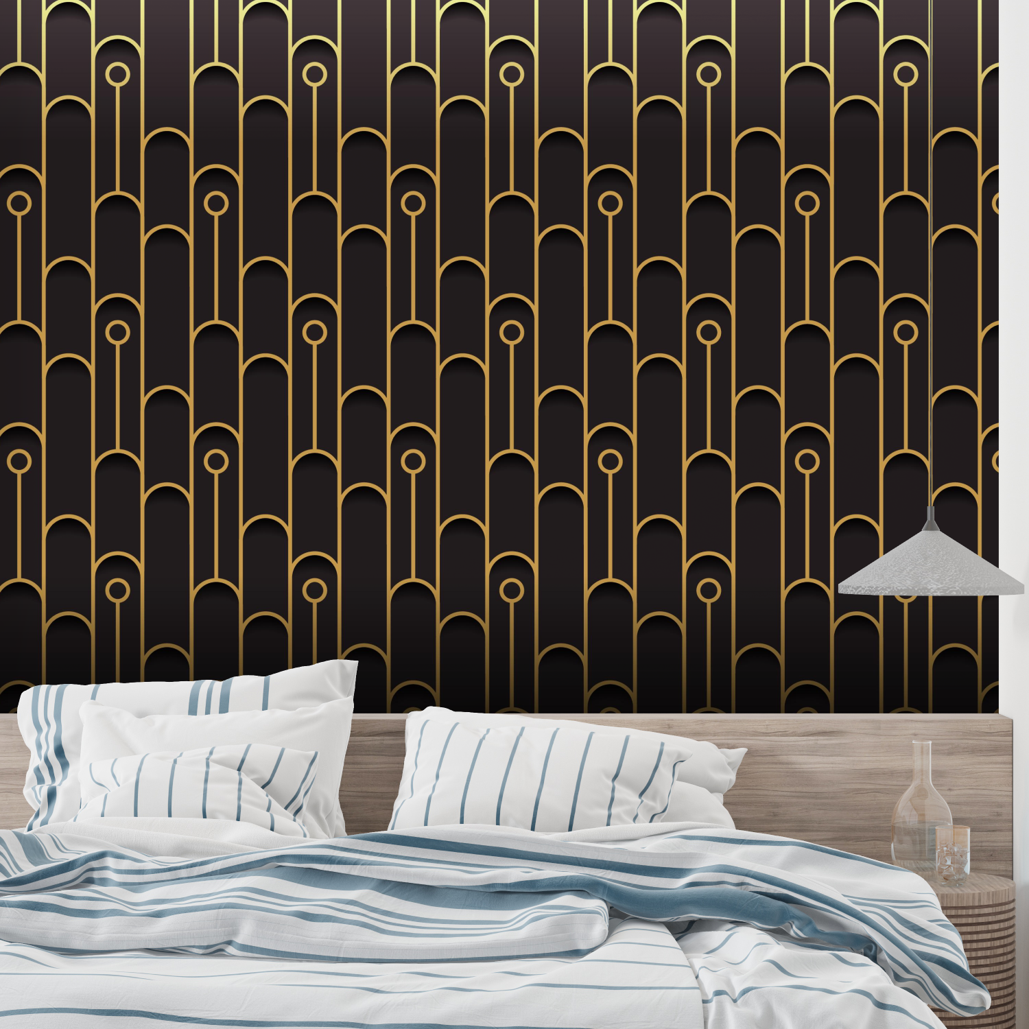 Black Wallpaper with Gold Pattern | Murals Wallpaper