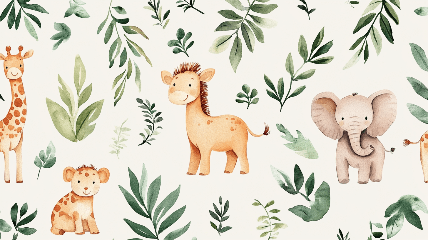 Safari Giraffe and Elephant Wallpaper | Murals Wallpaper