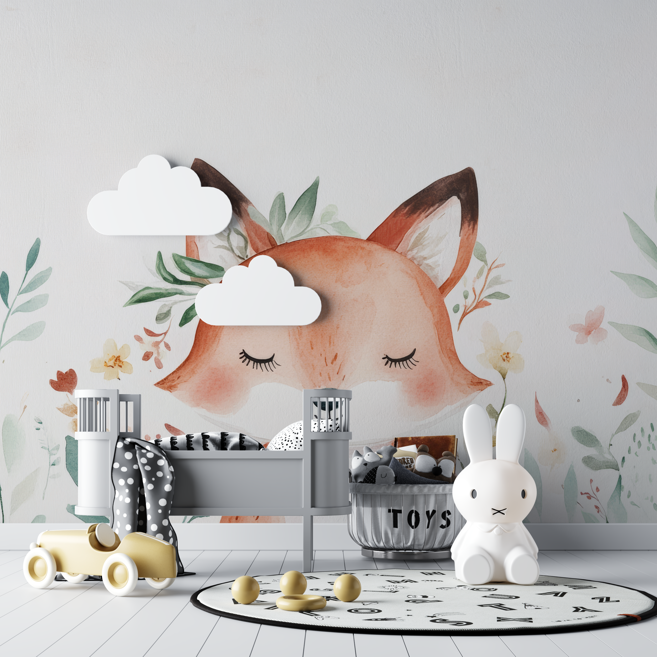 Bohemian Fox Wallpaper White Background | Murals Wallpaper