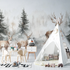 Deer and White Forest Wallpaper | Murals Wallpaper