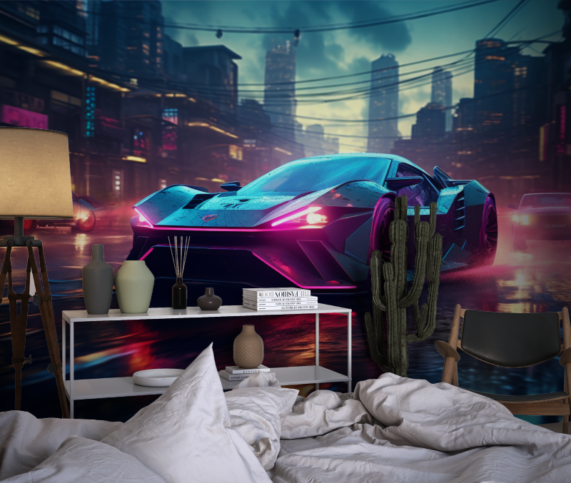 Neon Sports Car Wallpaper | Murals Wallpaper