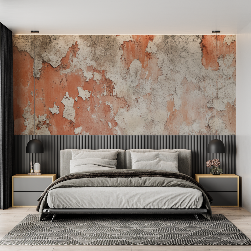 Terracotta Concrete Effect Wallpaper | Murals Wallpaper