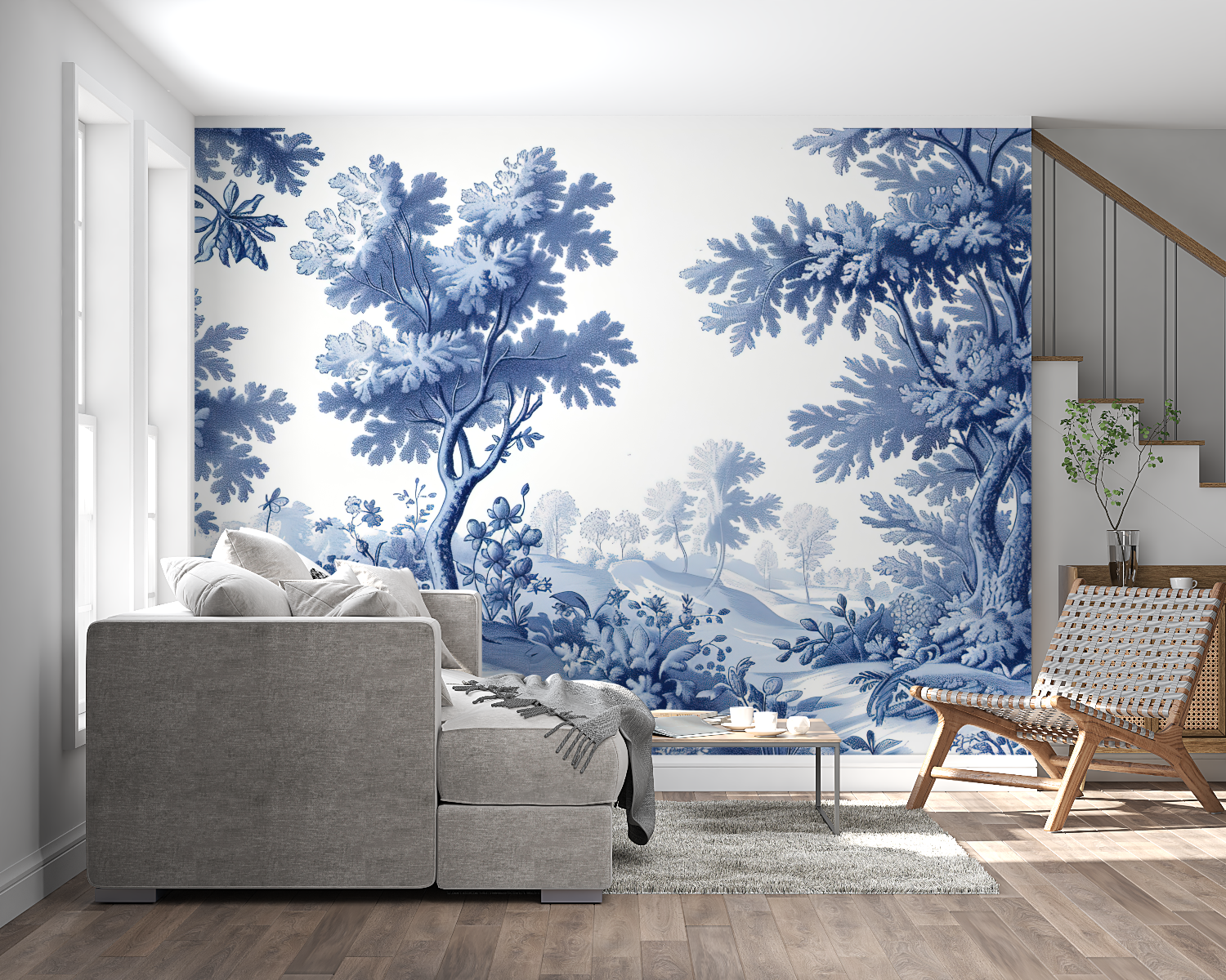 Papier Peint Panoramique Bleu Marine - Salon