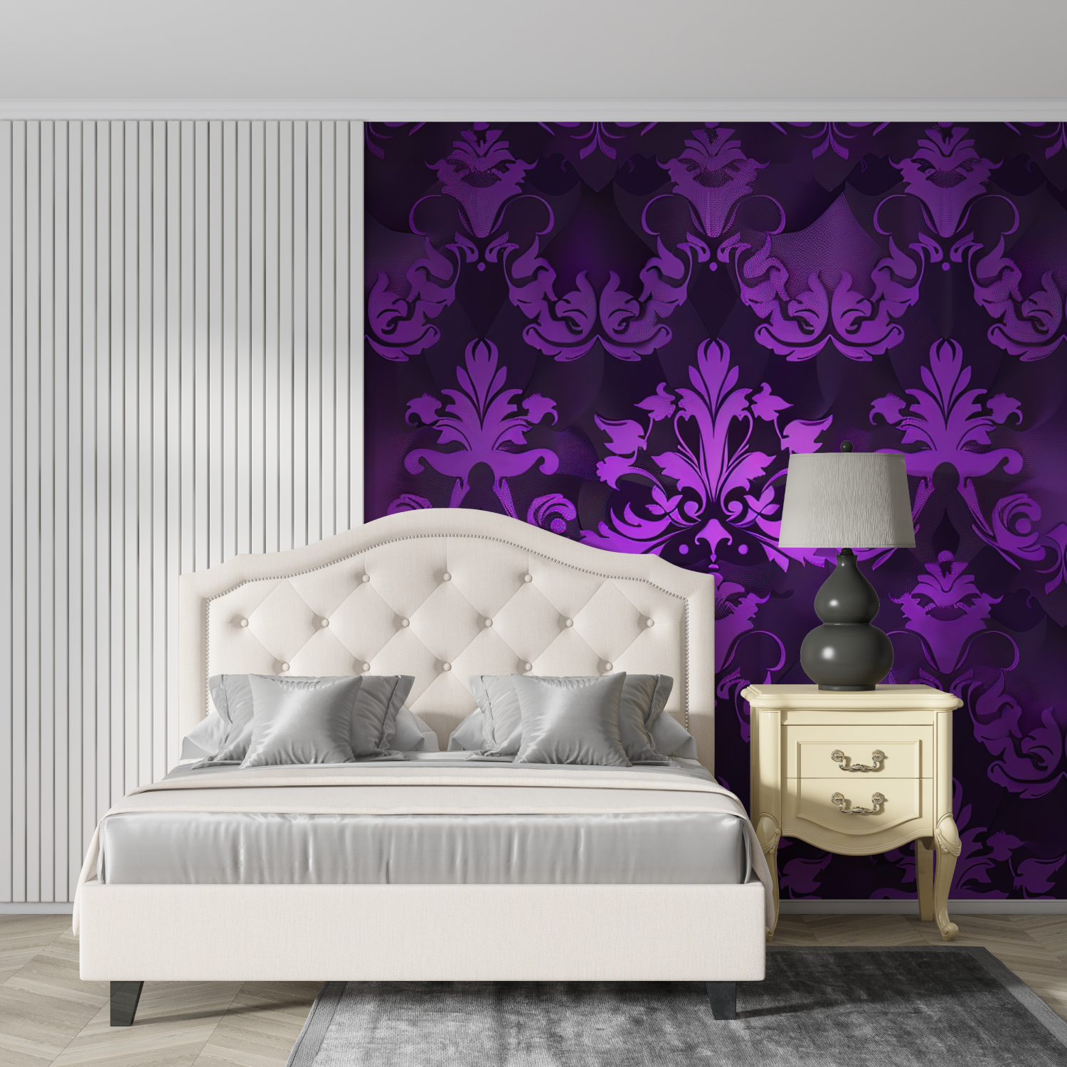 Baroque Purple Black Wallpaper | Murals Wallpaper