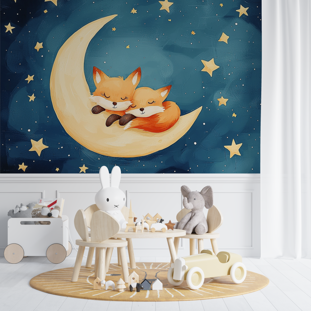 Fox and Moon Wallpaper | Murals Wallpaper