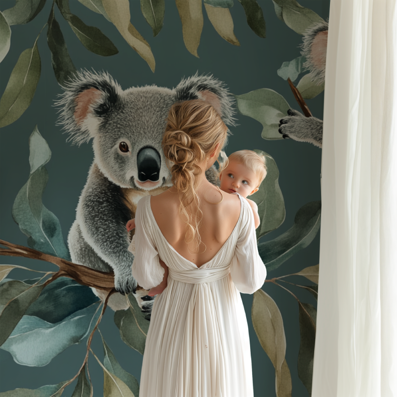 Weightless Koala and Leaf Wallpaper | Murals Wallpaper