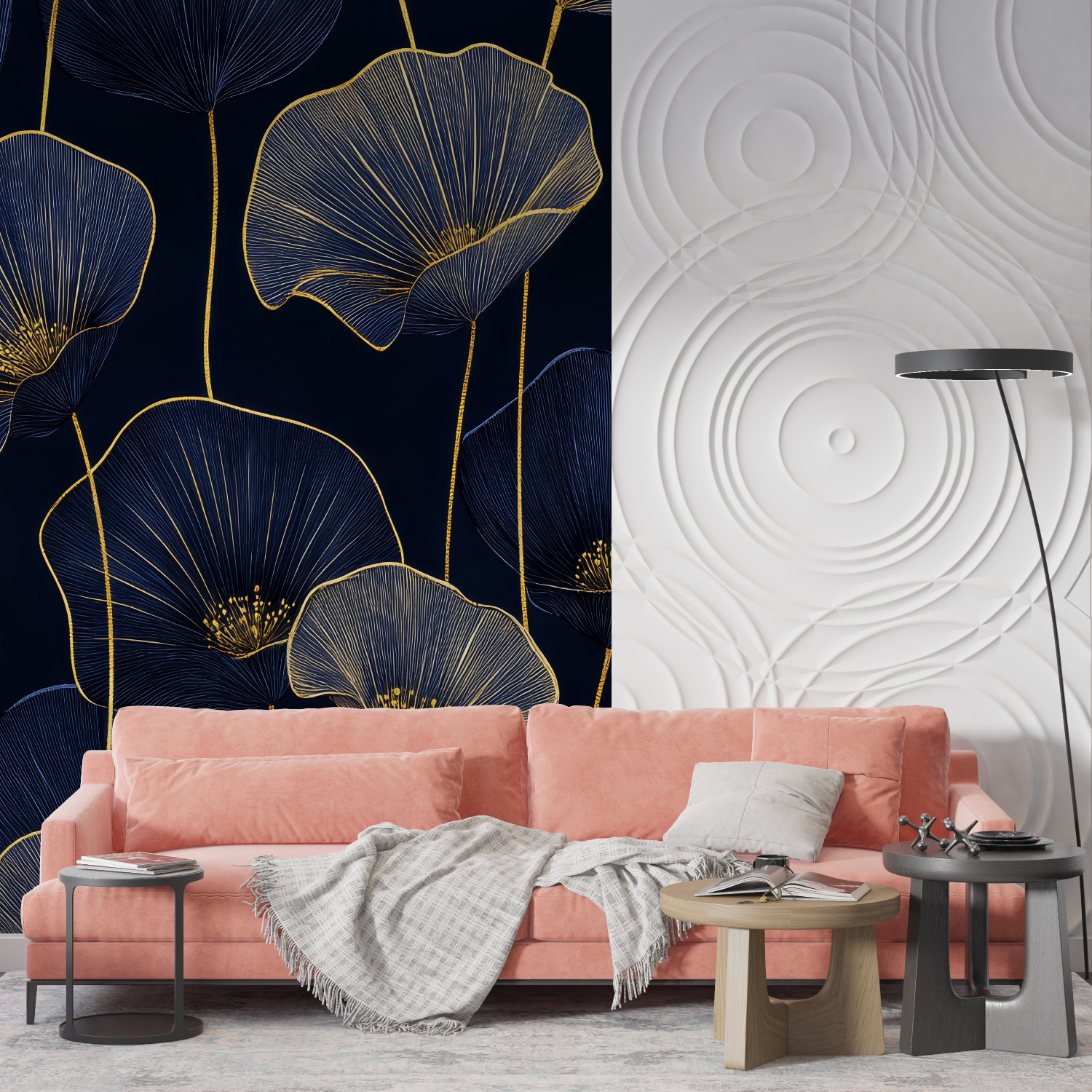Art Deco Night Flowers Wallpaper | Murals Wallpaper