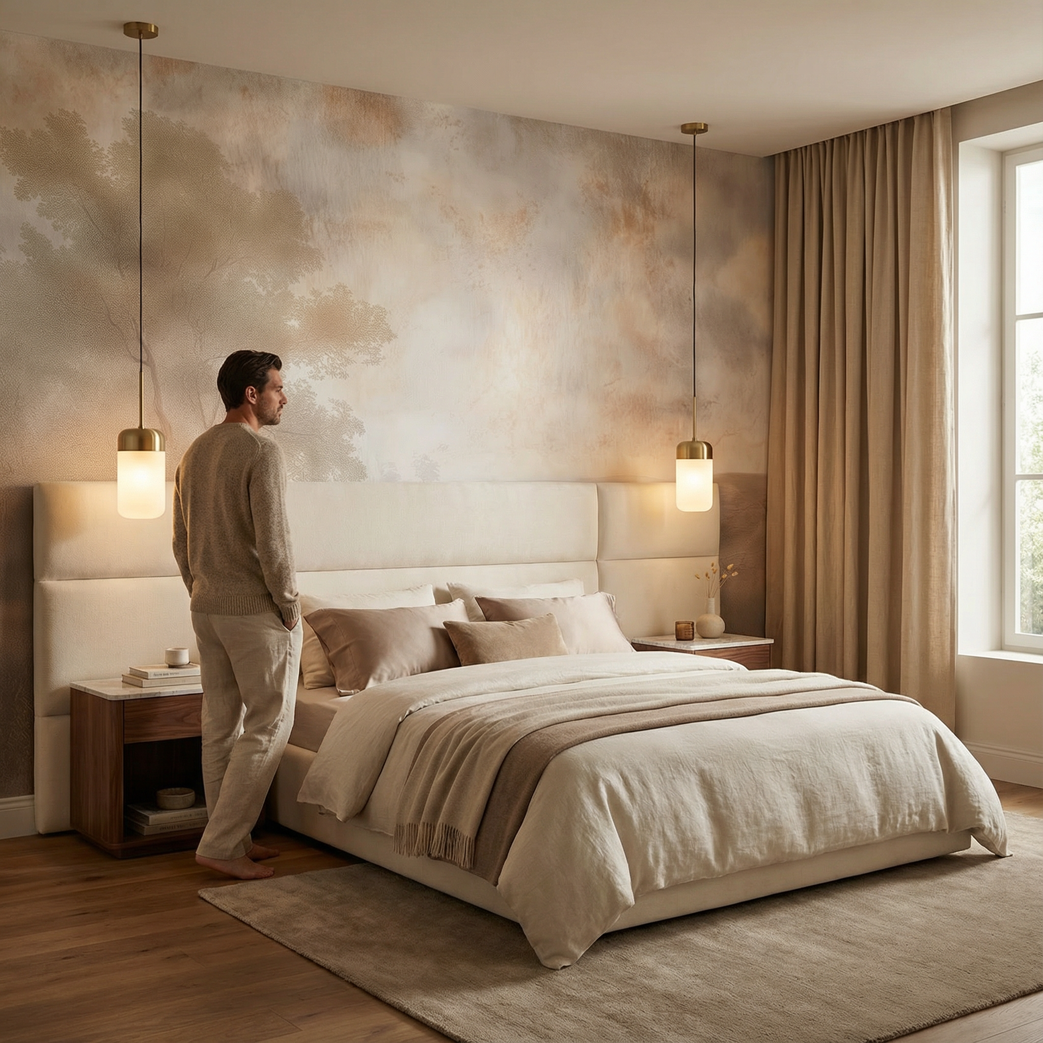 Vintage Landscape Toile Mural Wallpaper