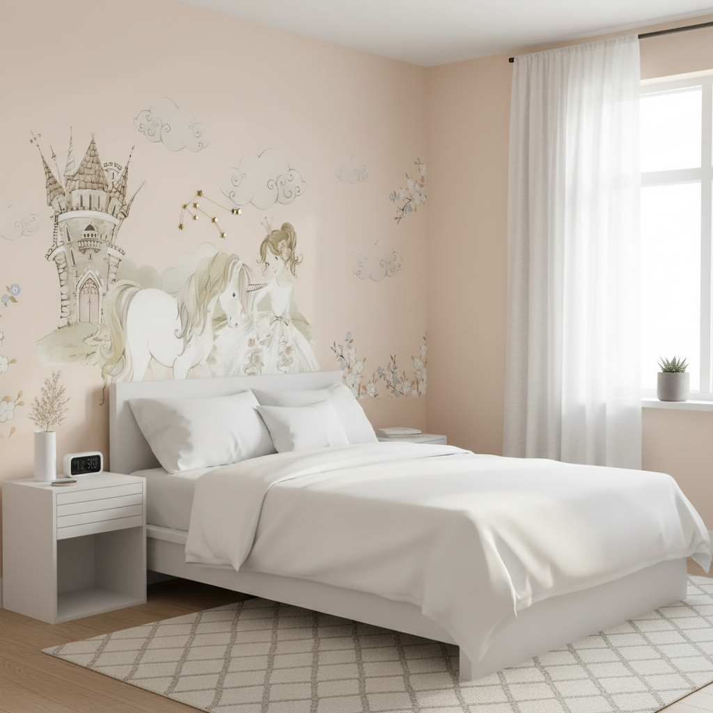 Mural Princess and Unicorn Wallpaper