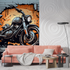 Motorrad- und Backstein-Wandbildtapete | Wandbildtapete