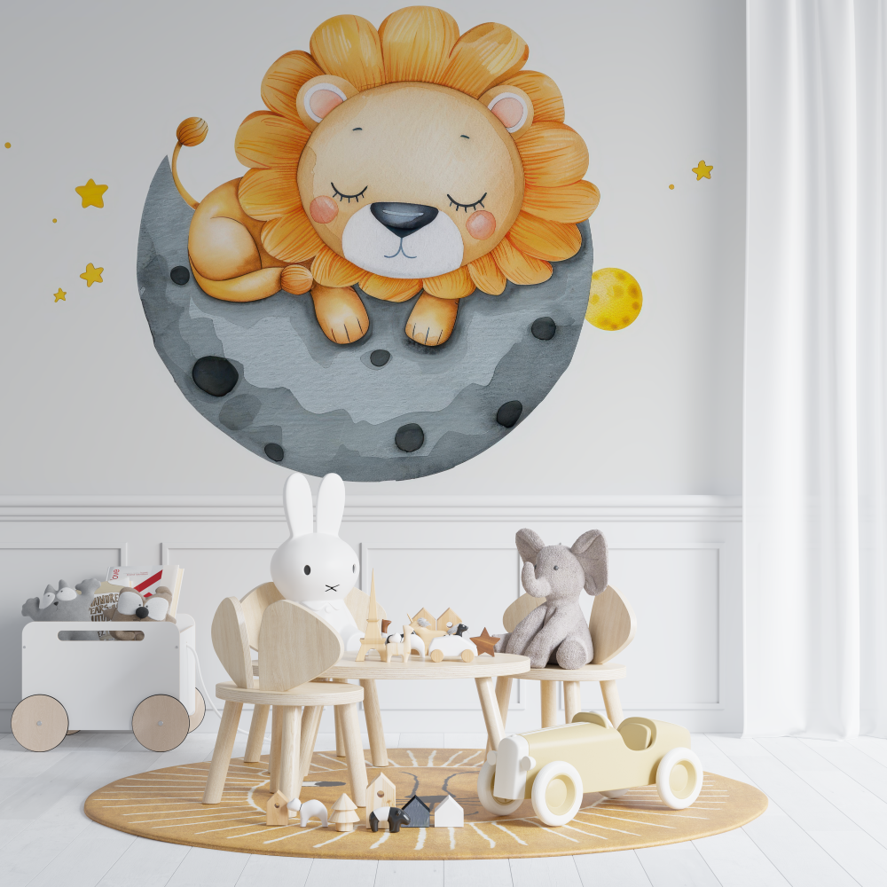 Lion and Moon Wallpaper | Murals Wallpaper