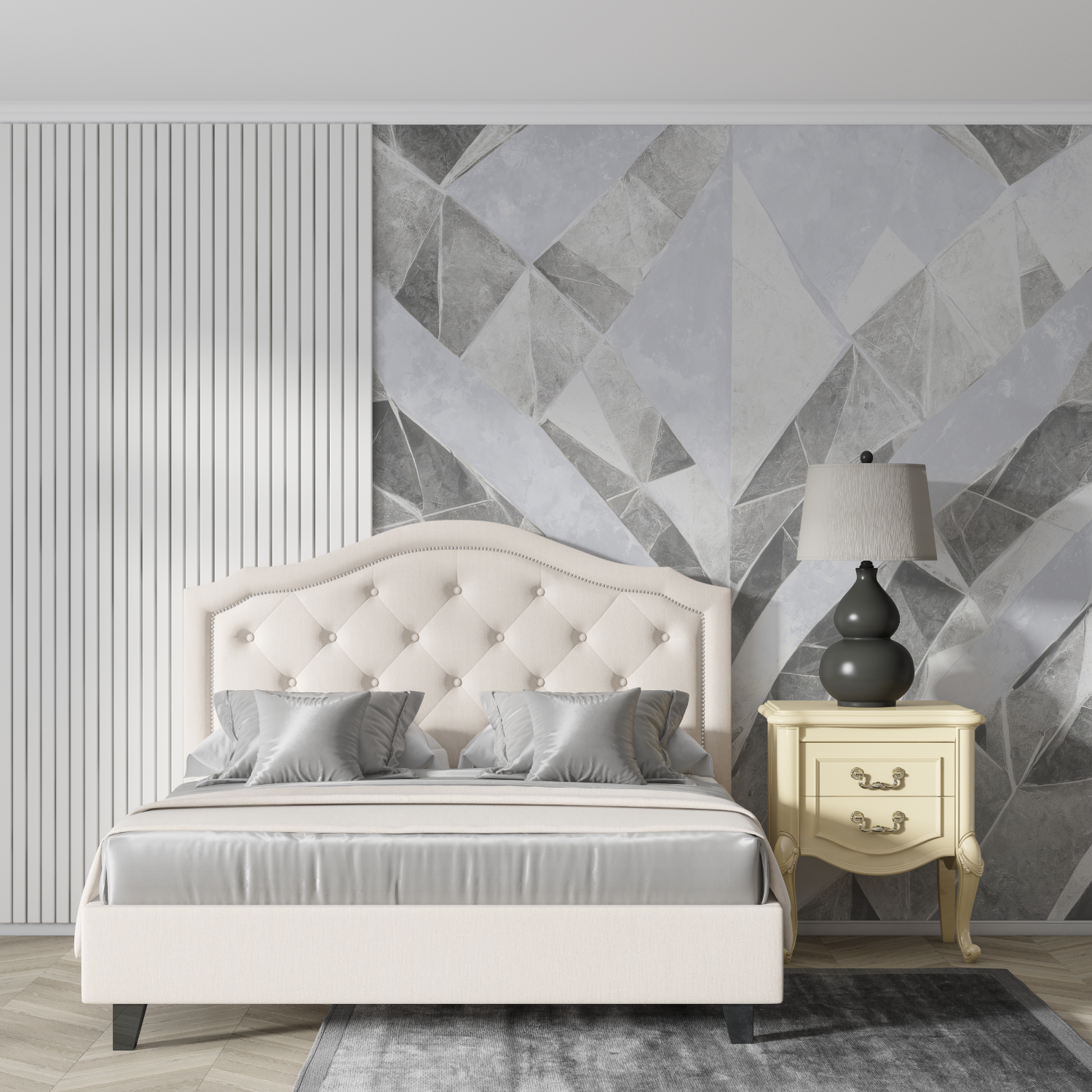 Gray and White Living Room Wallpaper | Murals Wallpaper