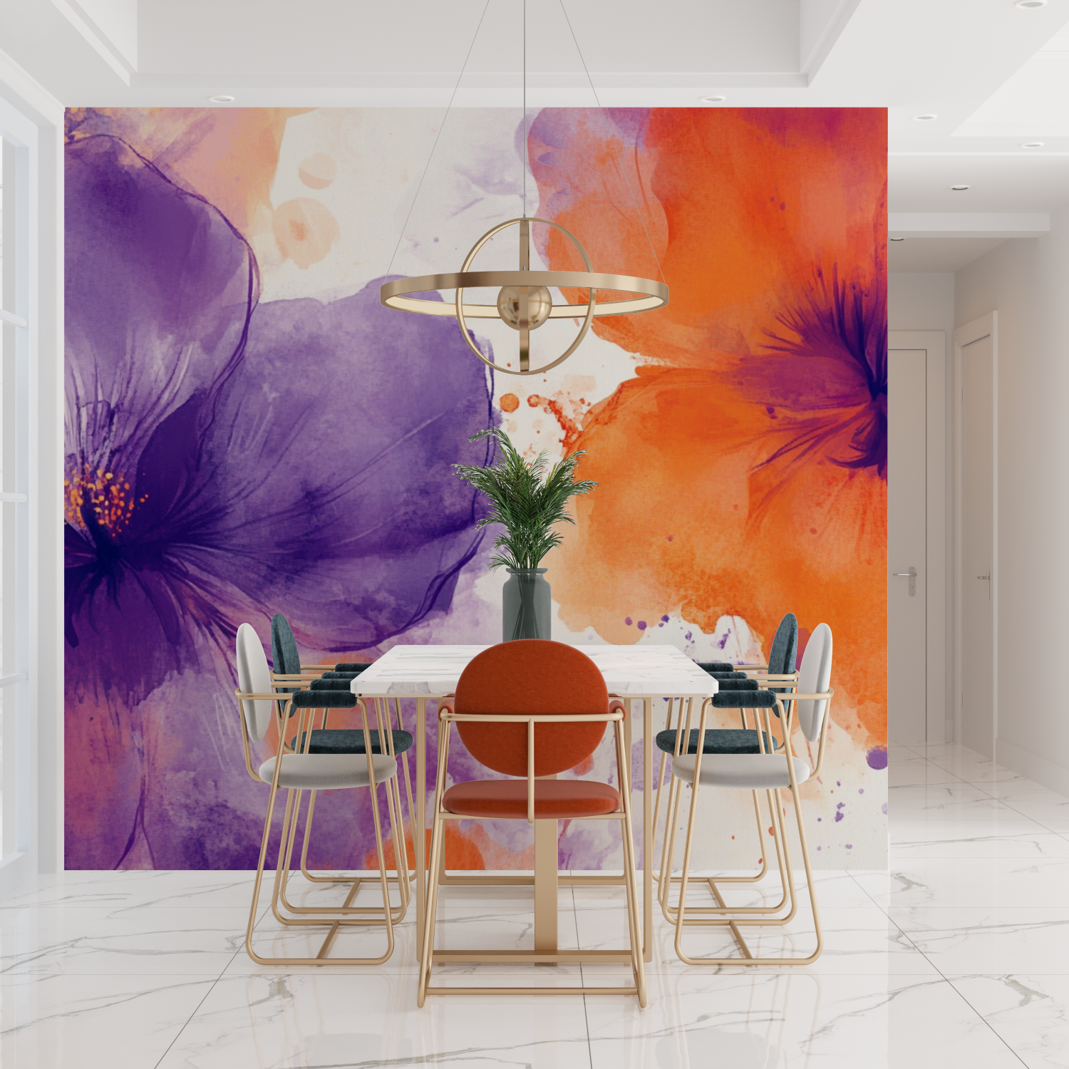 Watercolor Abstract Floral Pattern Wallpaper | Murals Wallpaper