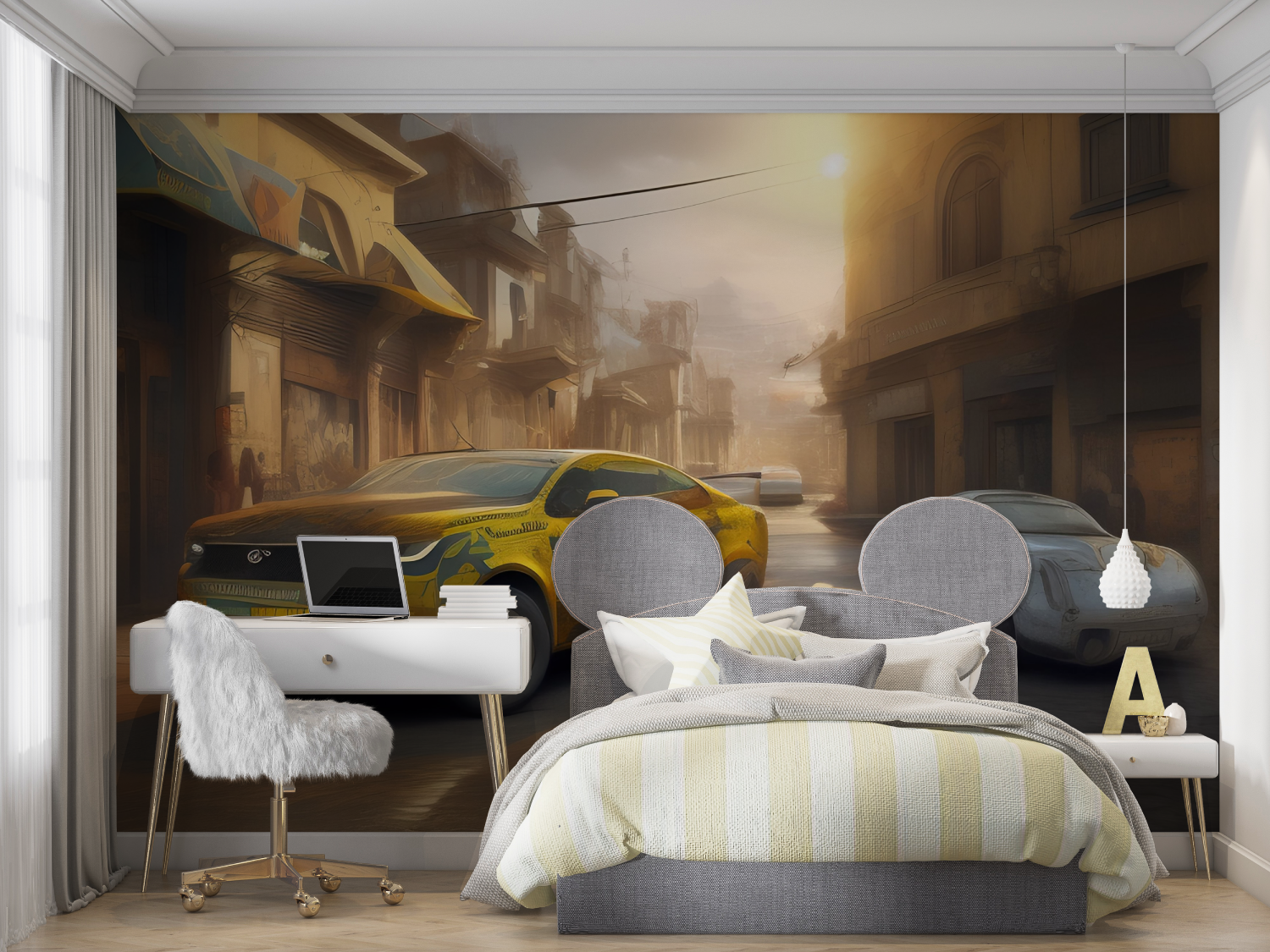 3D Yellow Car Wallpaper | Murals Wallpaper