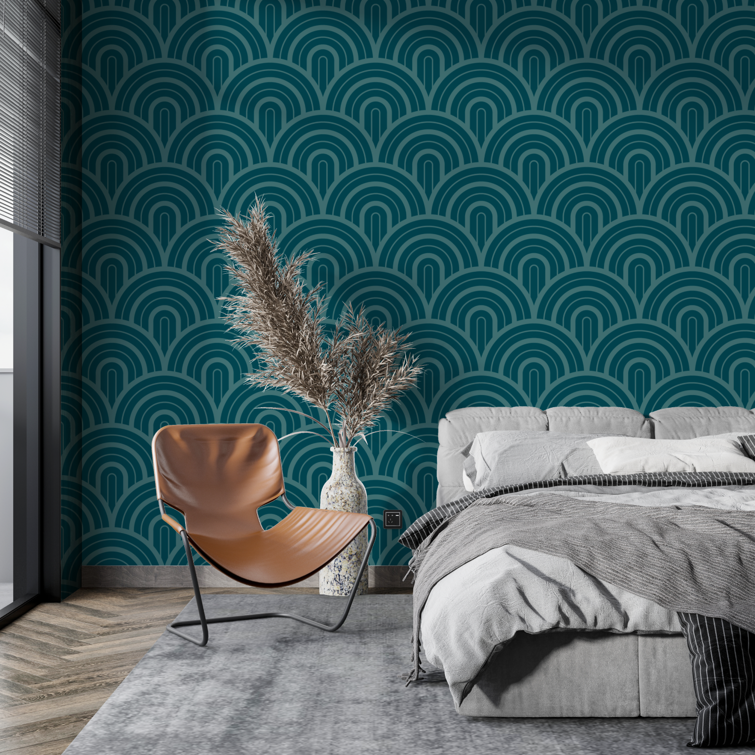 Teal Wallpaper with Pattern | Murals Wallpaper