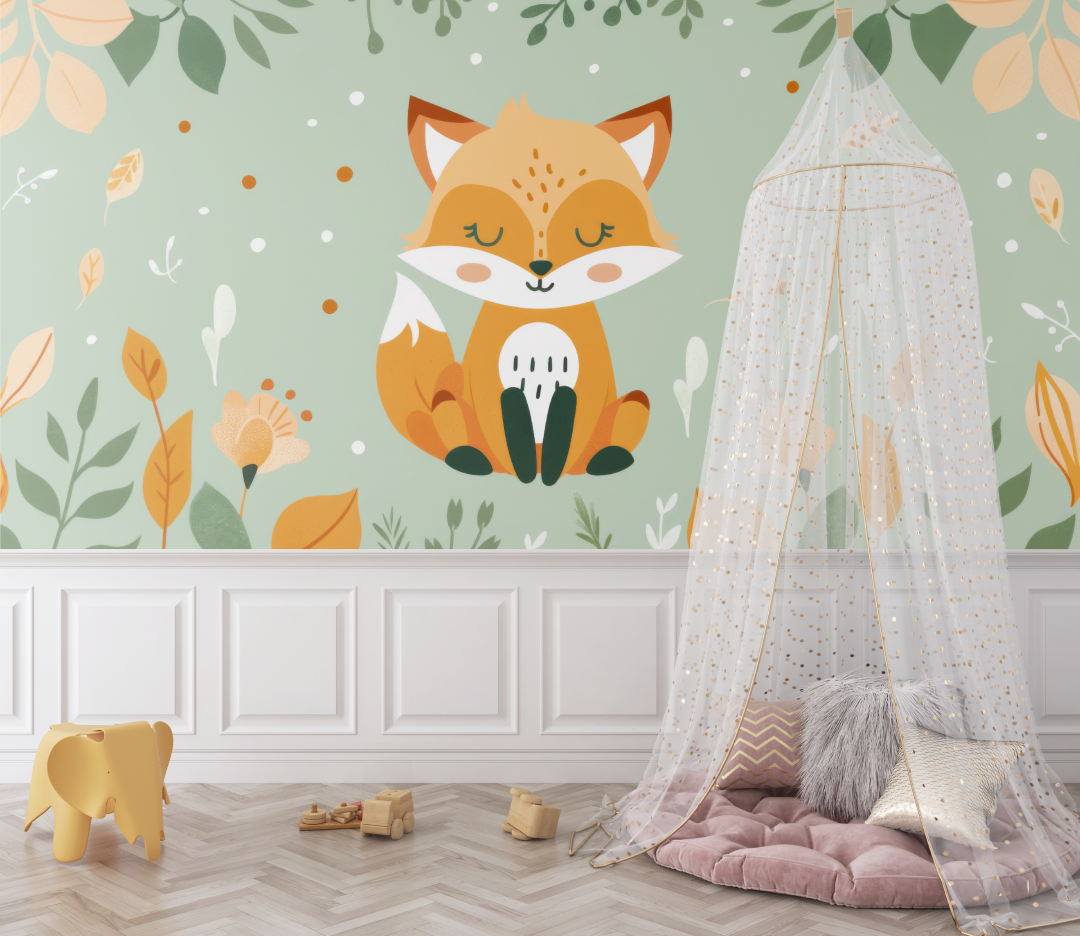 Fox and Tropical Foliage Wallpaper | Murals Wallpaper