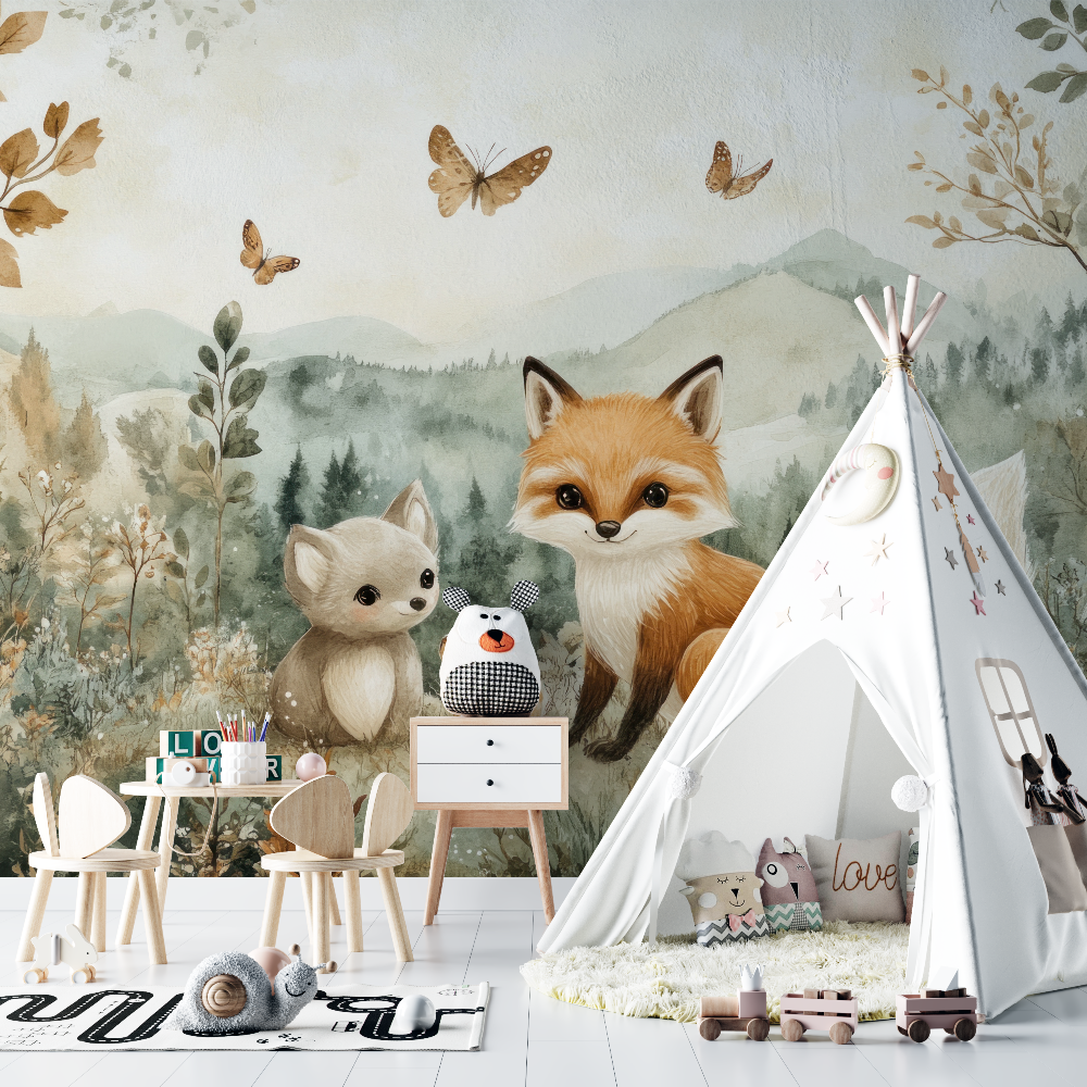 Fox and Soft Forest Wallpaper | Murals Wallpaper