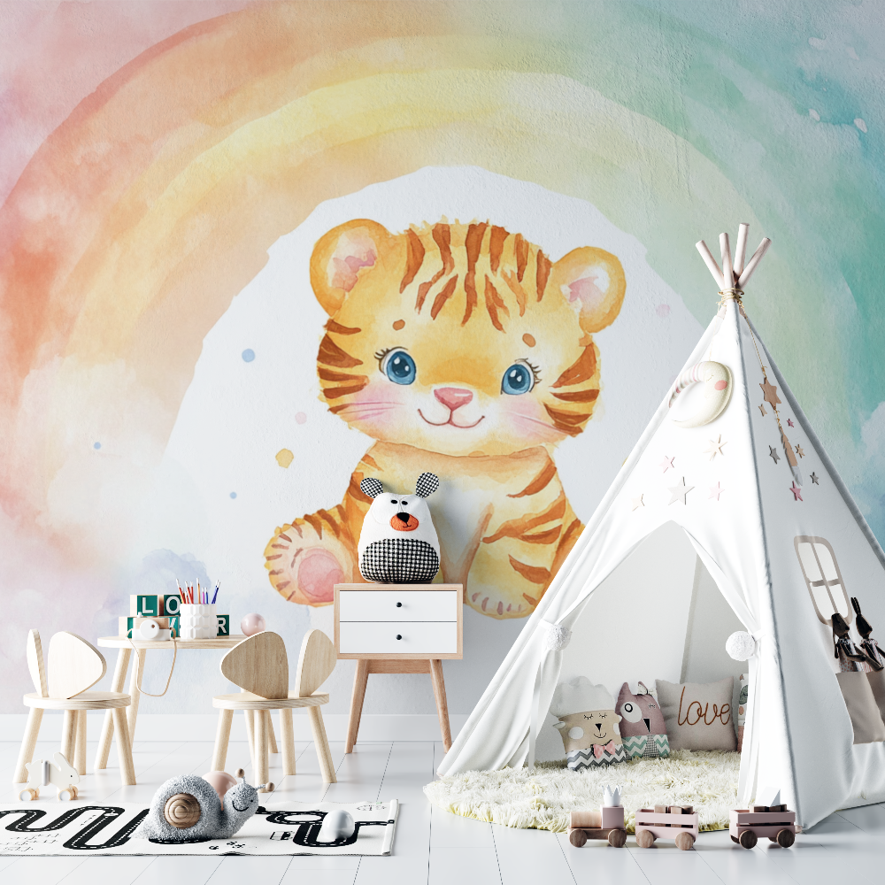 Rainbow Tiger Wallpaper | Murals Wallpaper