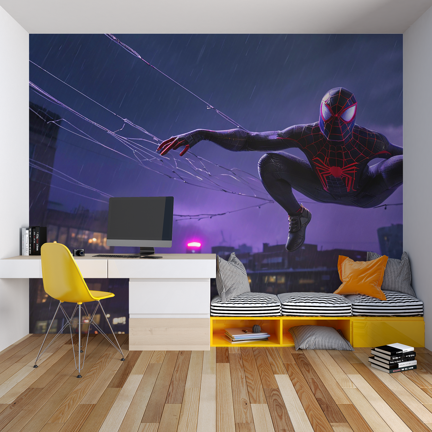 Spider-Man Night Rain Wallpaper | Murals Wallpaper