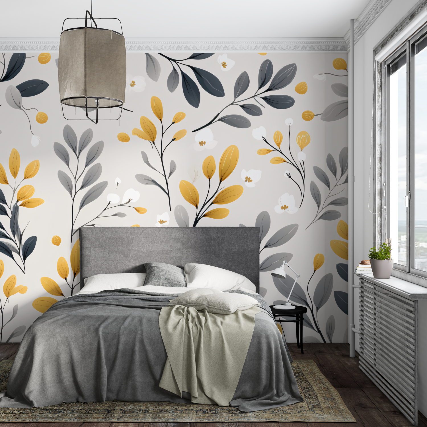 Gray and Mustard Yellow Wallpaper | Murals Wallpaper